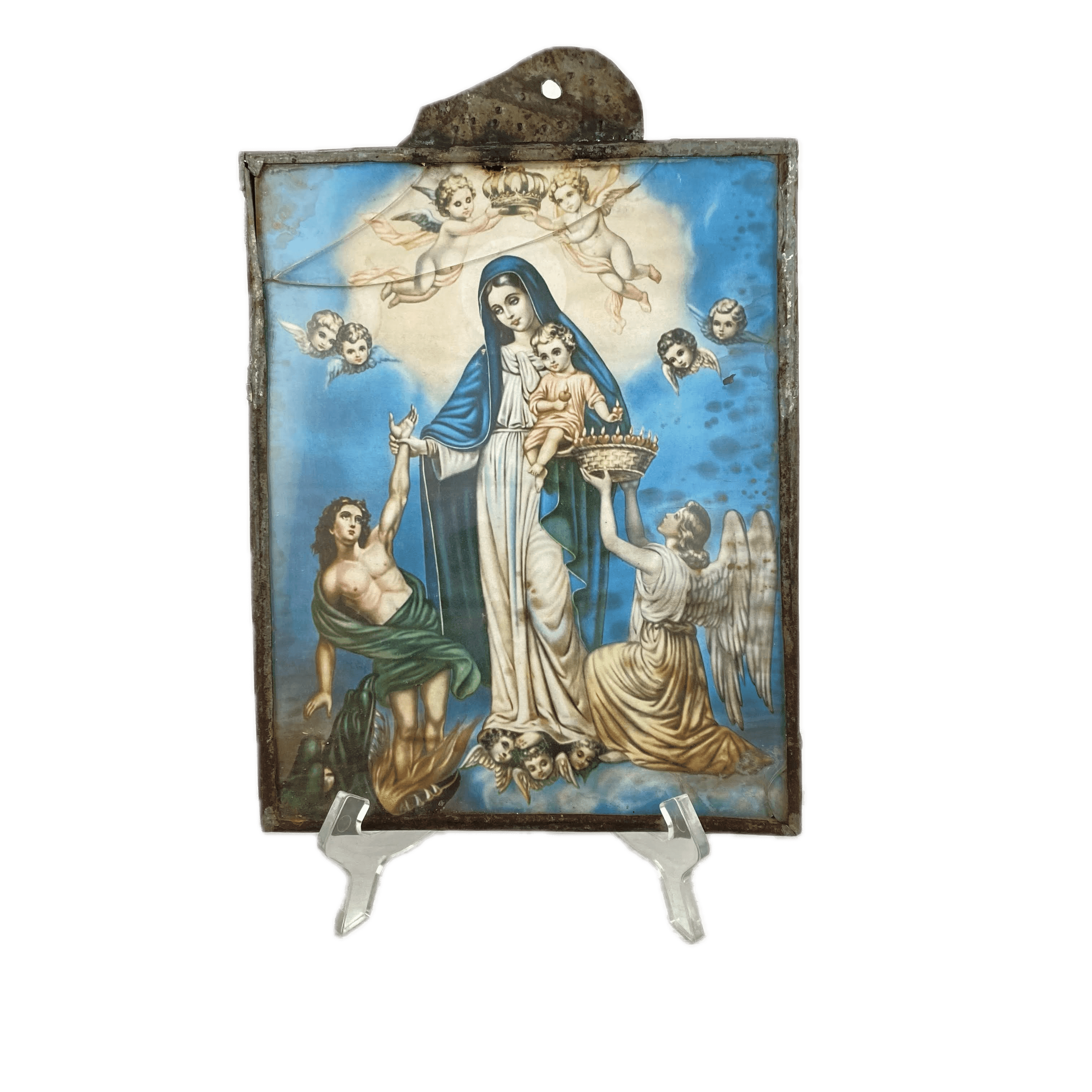 Cromolitografía Madre Santísima de la Luz 1930's Lámina de Zinc
