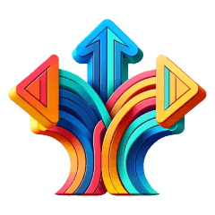 3 setas coloridas apontando em direções diferentes