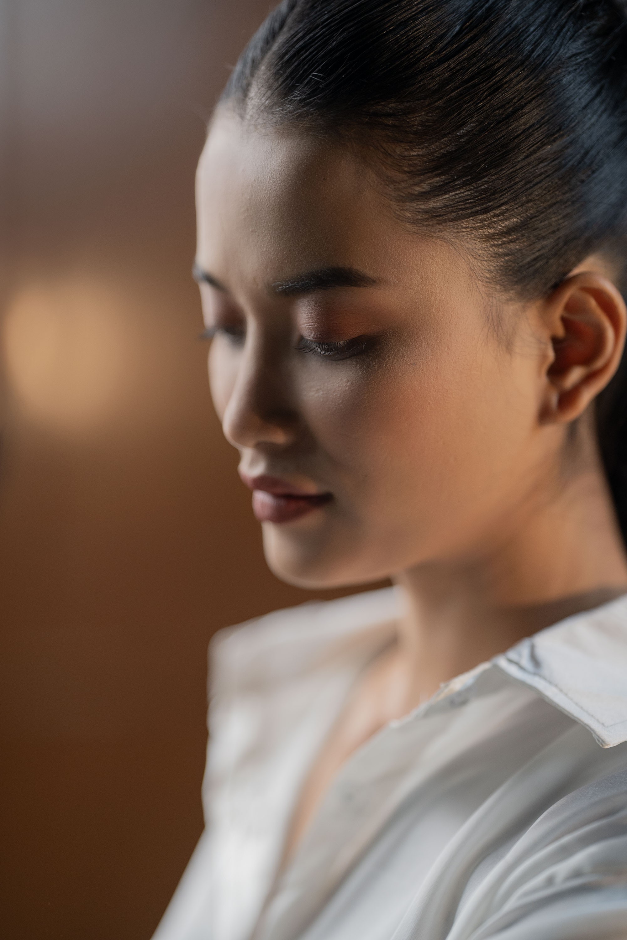 Model shoot in white outfit