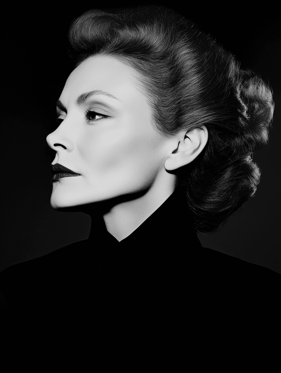 famous woman on black and white portrait
