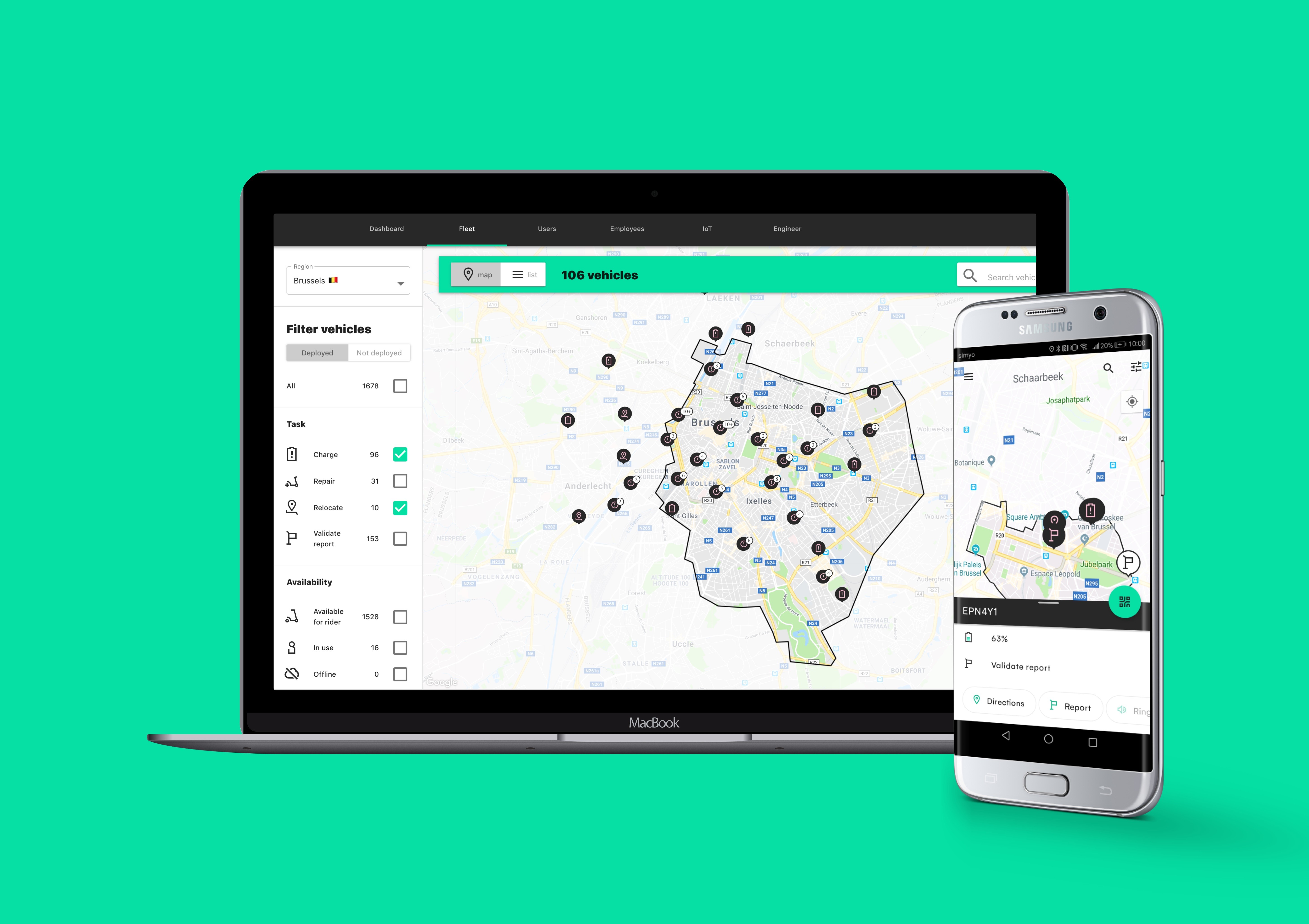 Laptop en mobiel met apps open op dislpay.