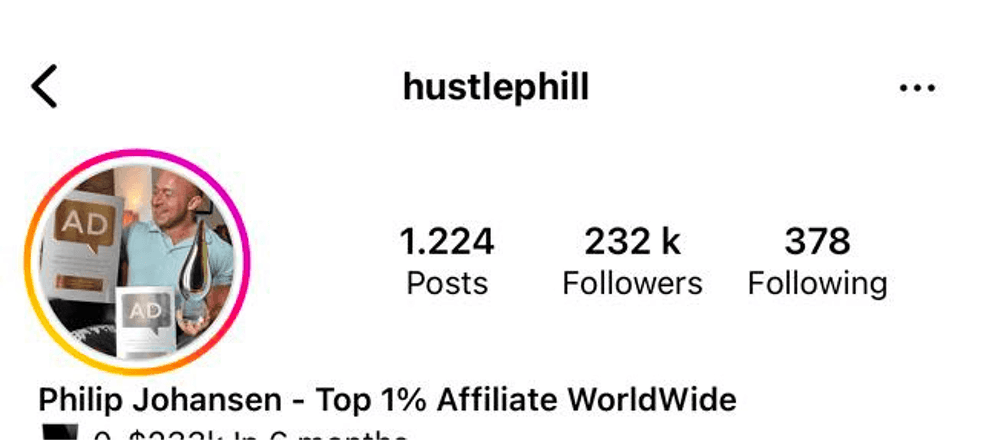 Philip Johansen: Instagram profile before working together