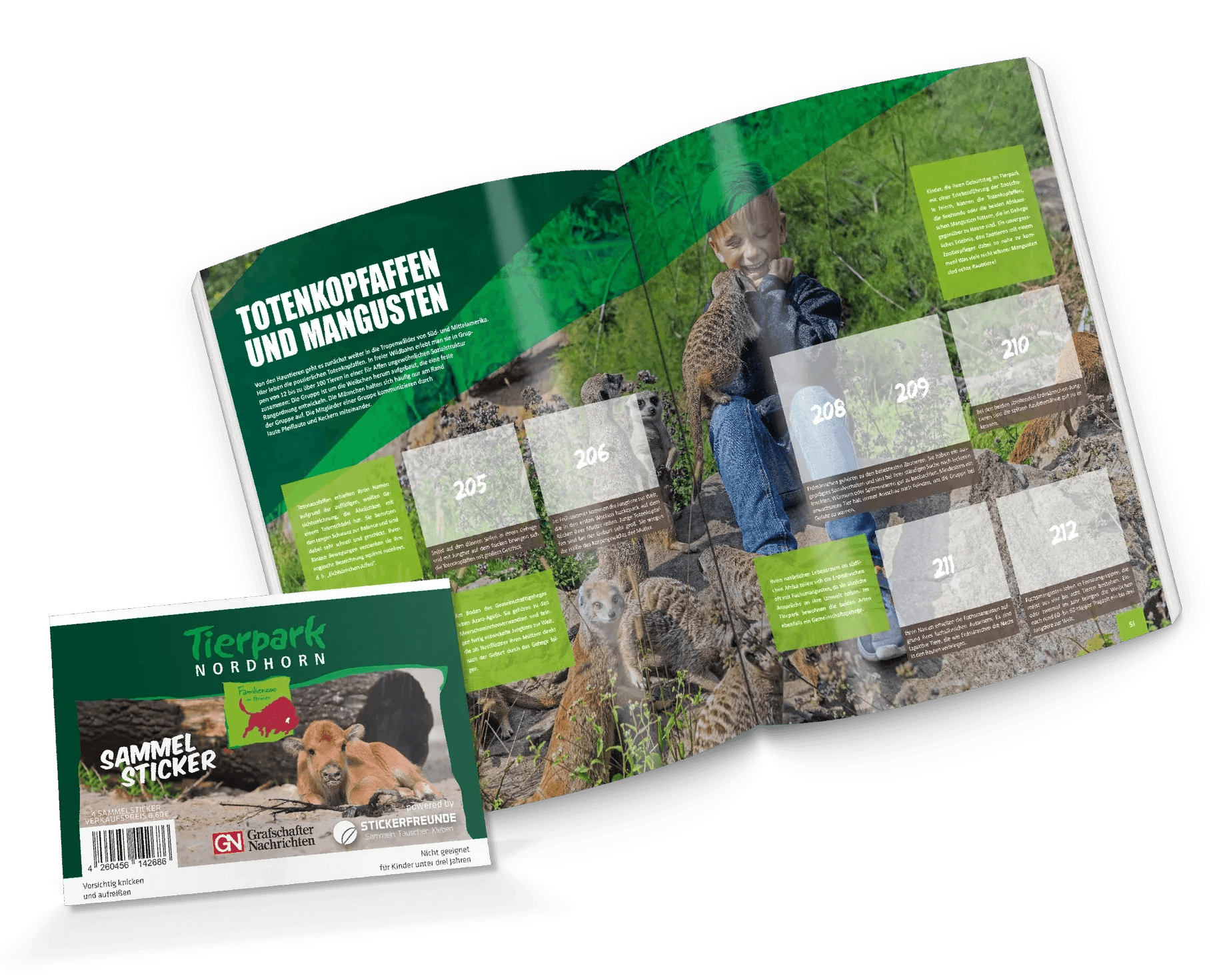 Stickeralbum Mockup aufgeklappt Tierpark Nordhorn