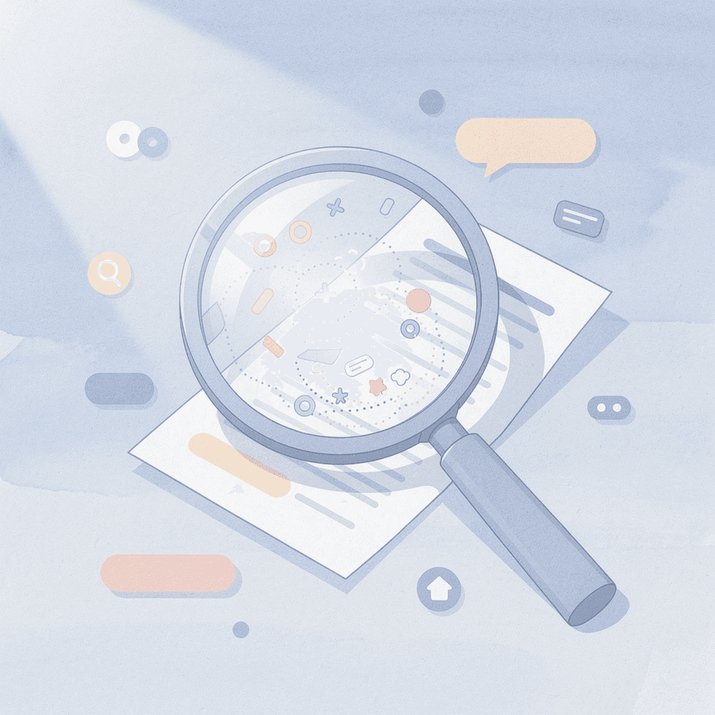 Magnifying glass analyzing business data to identify profit issues and customer pain points