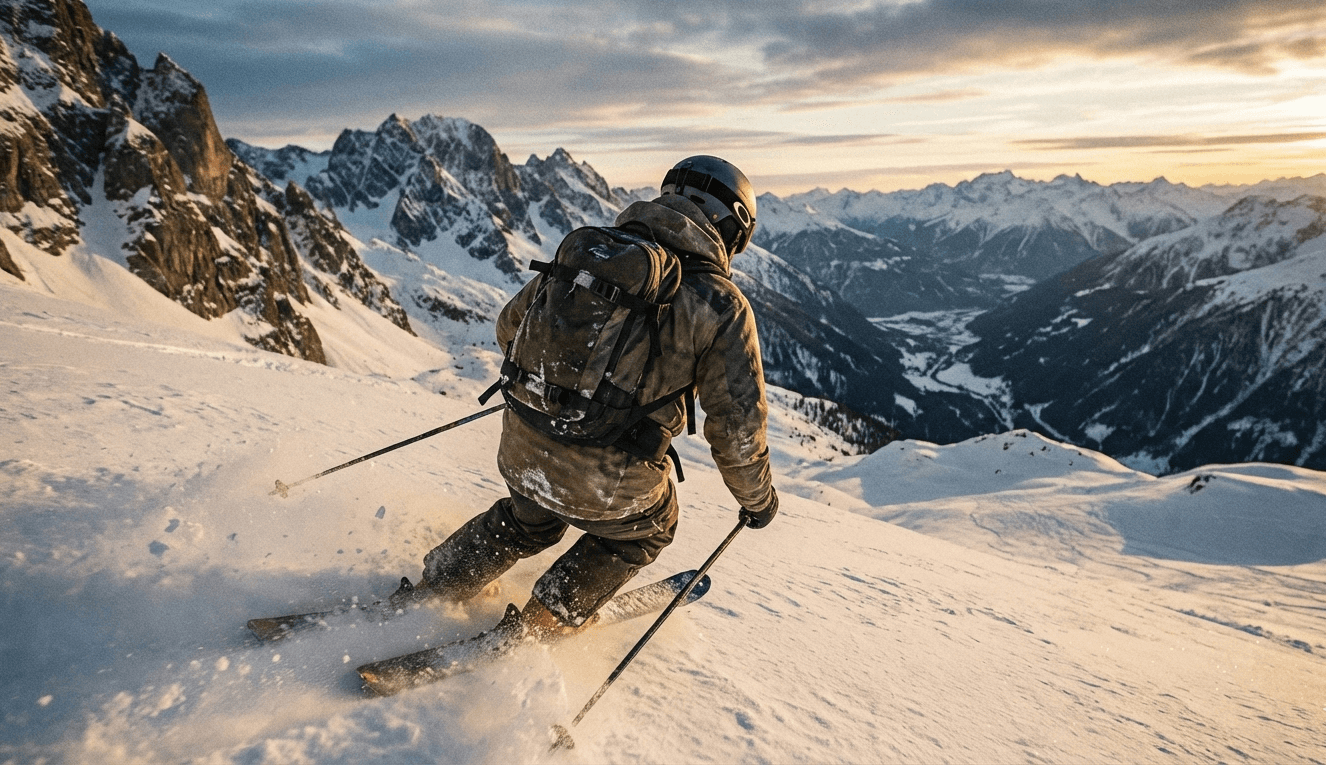 Skiing on a bright day
