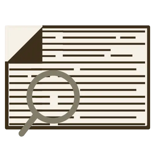 Lupa uz dokumenta – vēsturisku dokumentu analīzes simbols