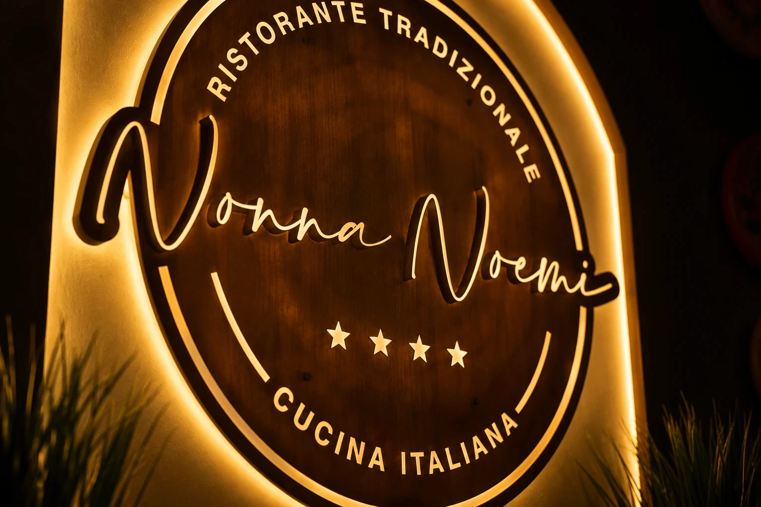 The illuminated Nonna Noemi sign