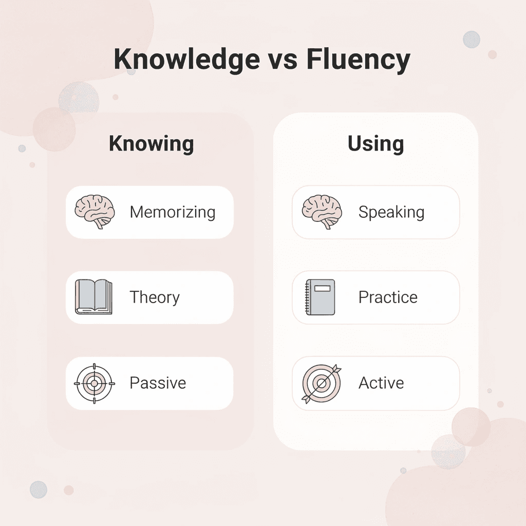 Comparison chart showing the difference between knowing and using Arabic greetings