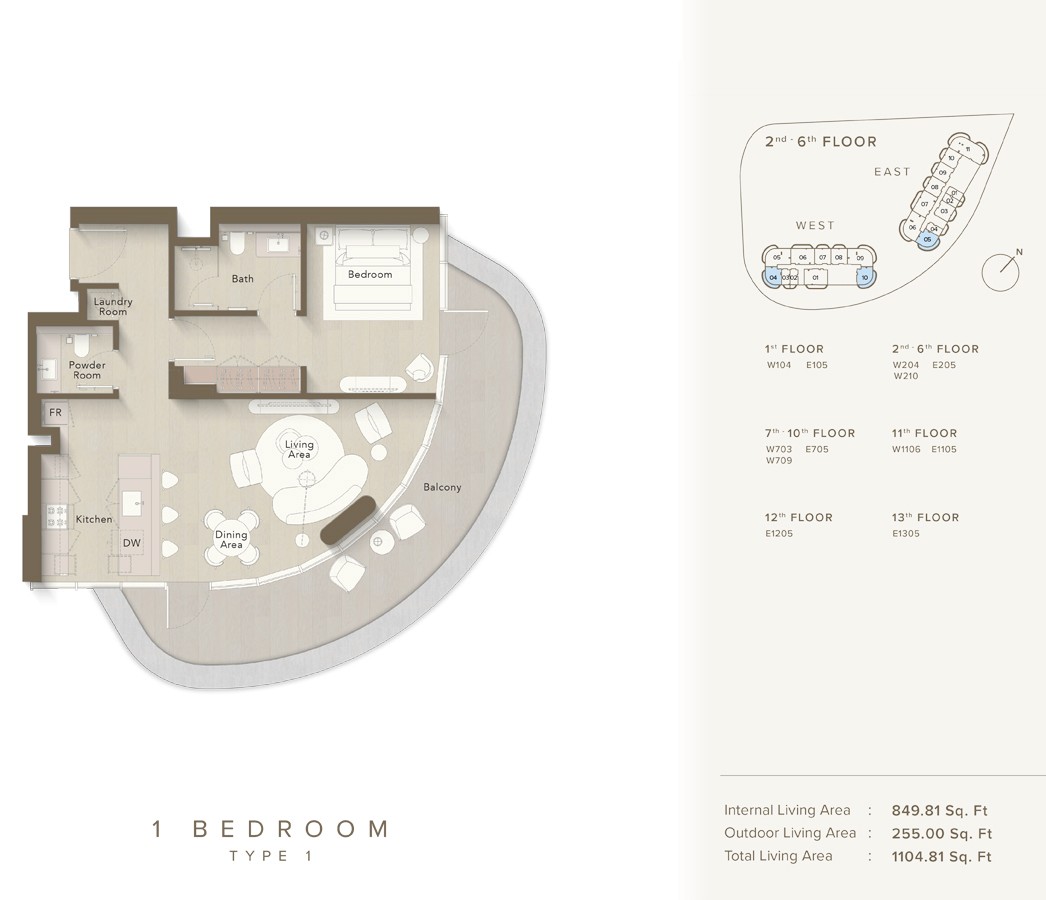 Ellington Views I Floor Plan 1BR