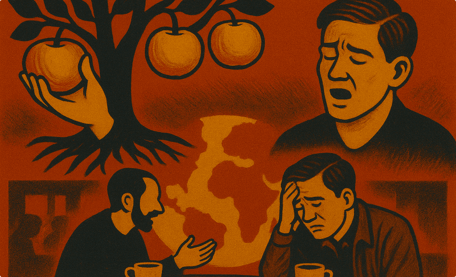 Man making decision with trees