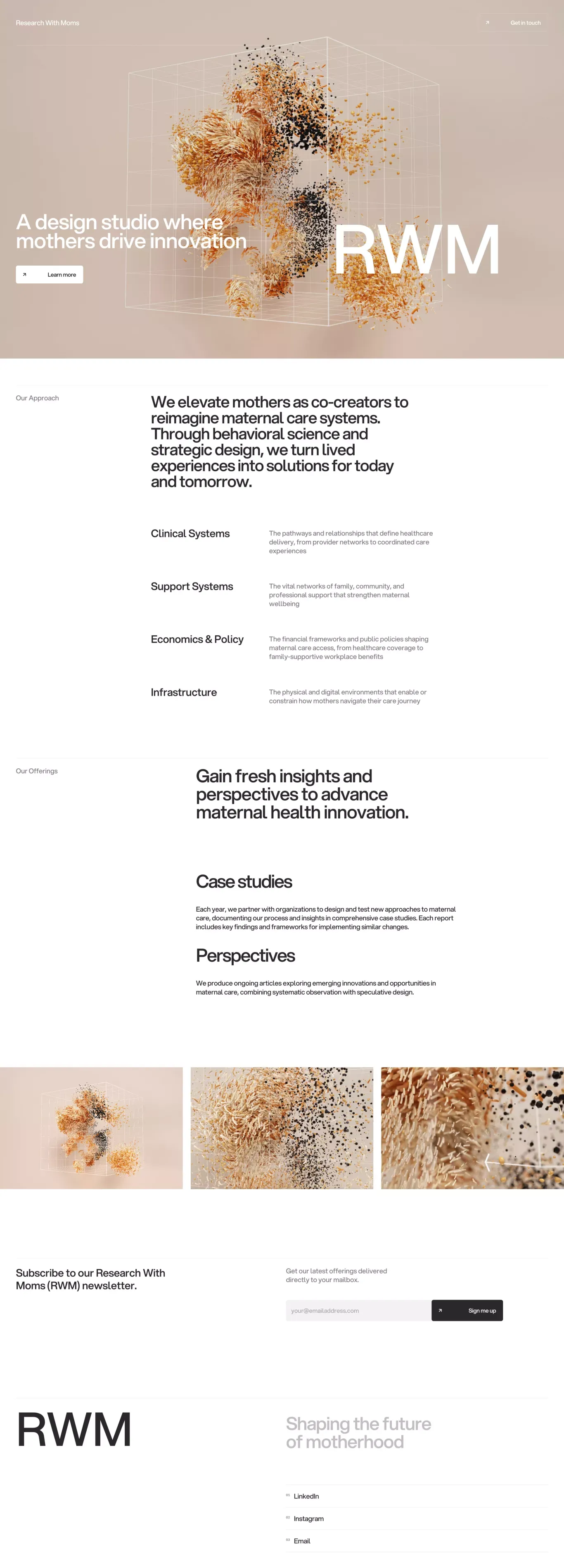 Research With Moms portfolio page screenshot showcasing Design and Tech design