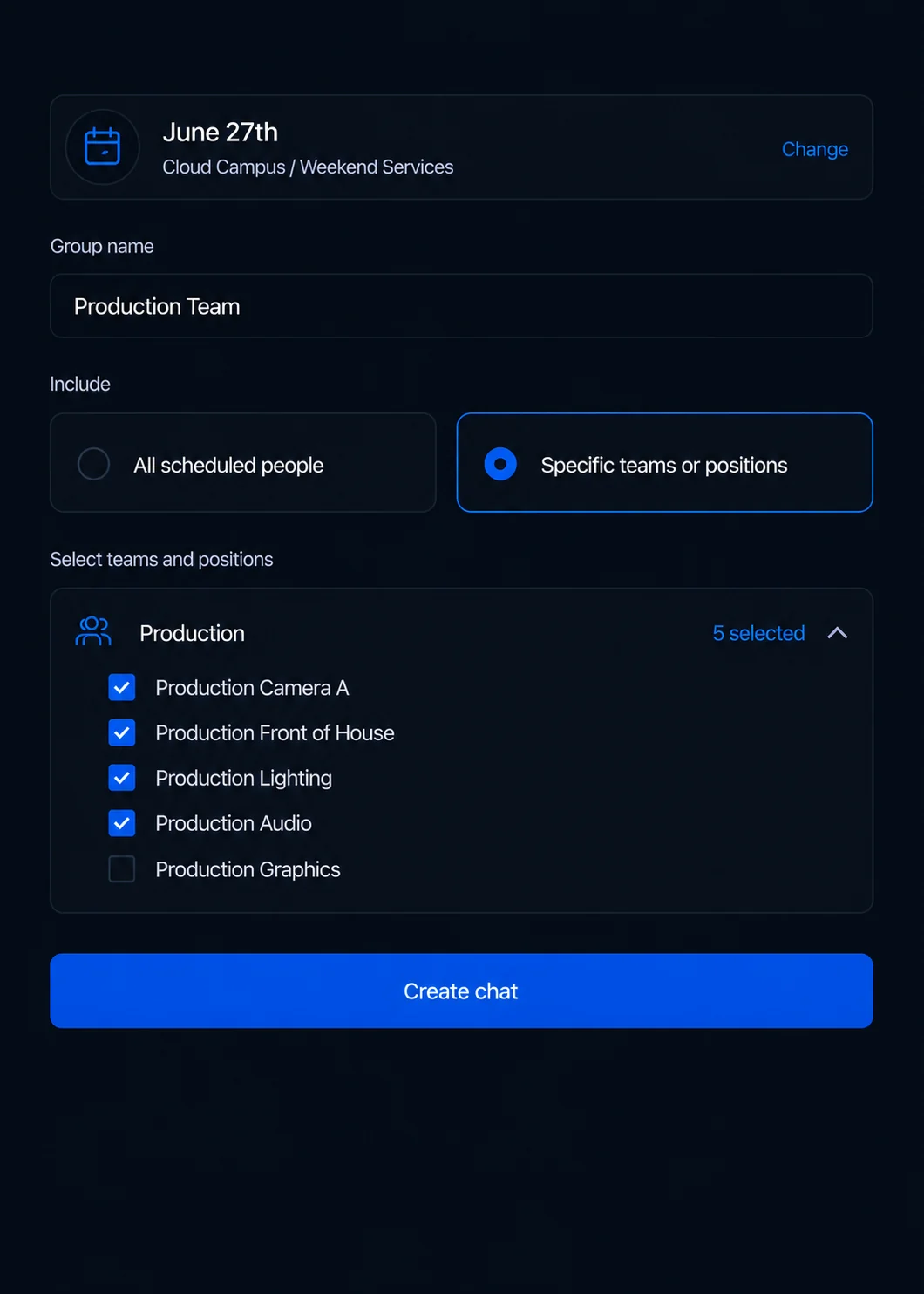 Create service-based chats
