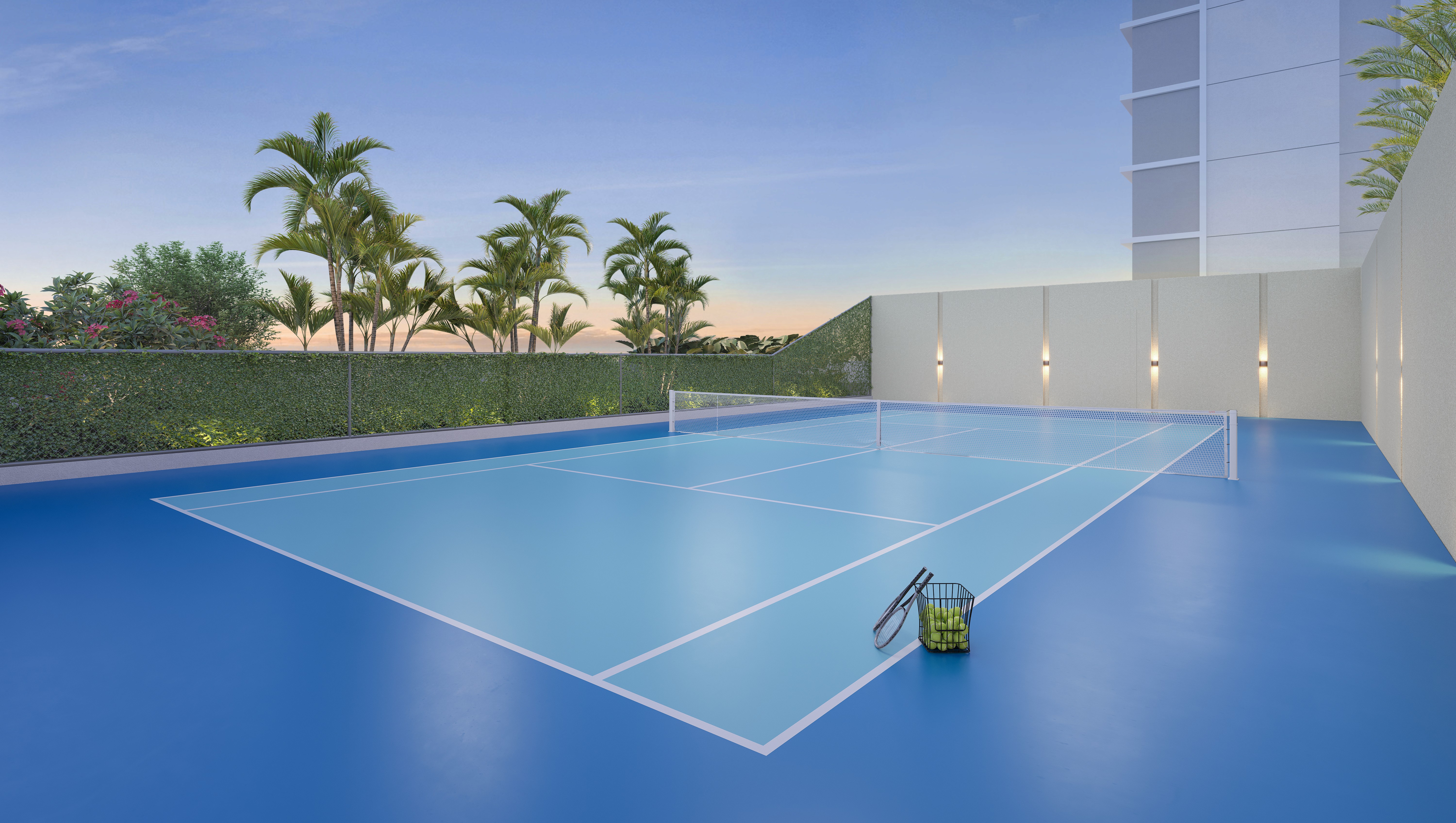 Curved modern skyscraper against a clear blue sky.