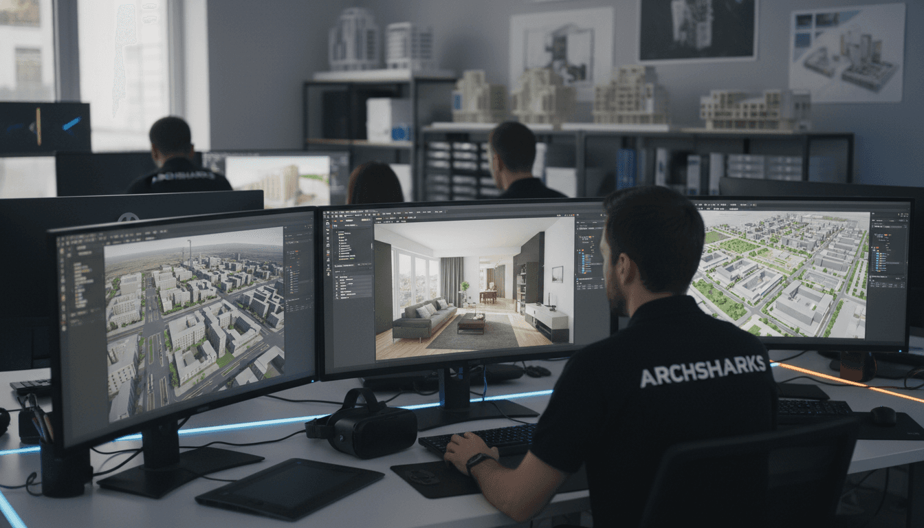 Black and white image of people working at a table with laptops, showing hands gesturing during discussion of digital content displayed on screens, with fabrica® logo in the corner.