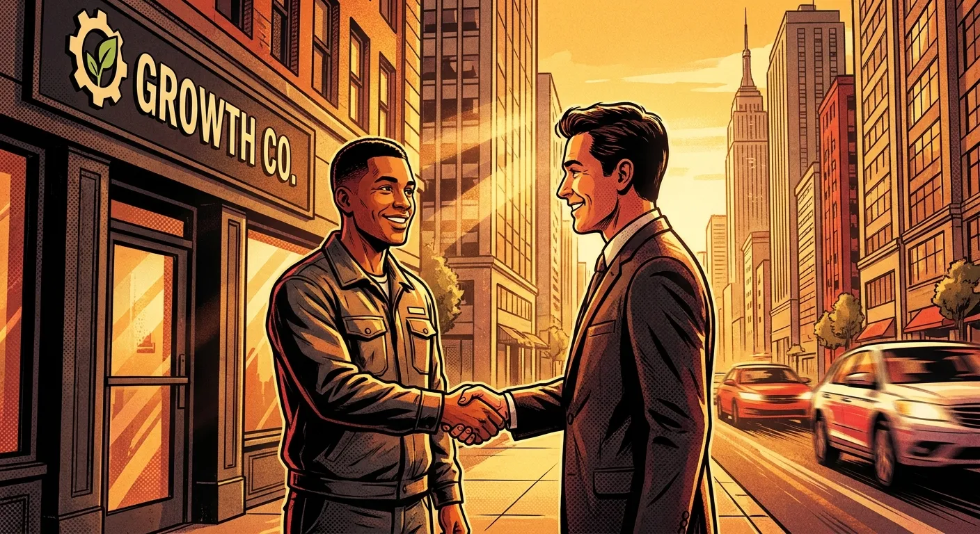 Handshake outside Growth Co., illustrating RockN' Socials' Digital Marketing Agency.