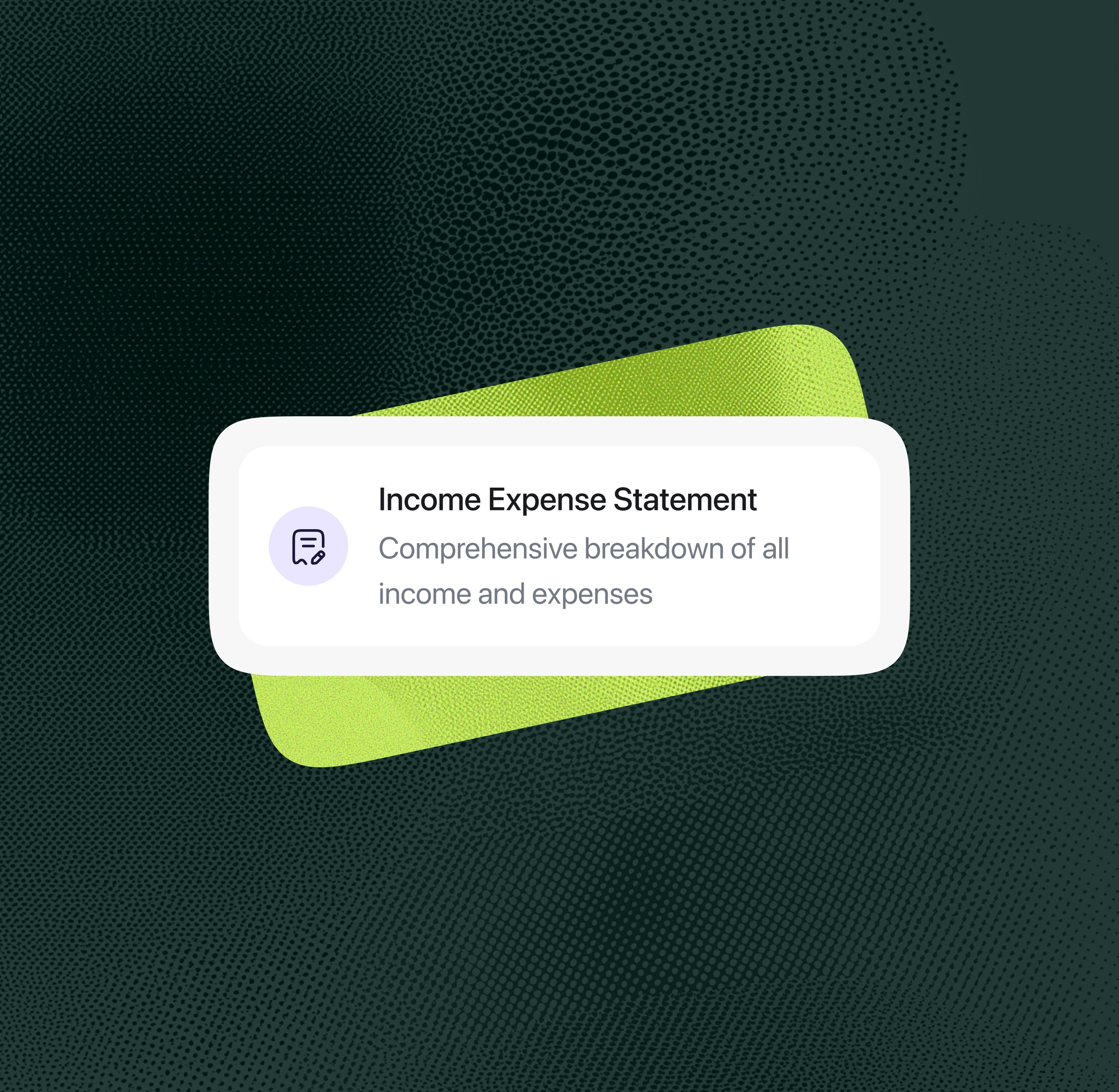 August app showing an Income Expense Statement report card being selected from the reports menu