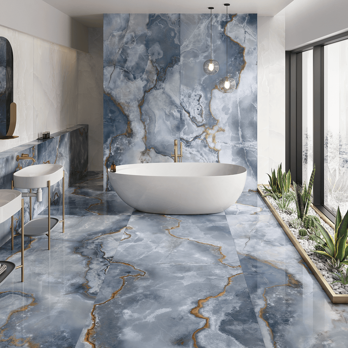 Man wearing olive green and orange sneakers with tall socks, standing on an urban street with a modern fence and skyscraper in the distance.