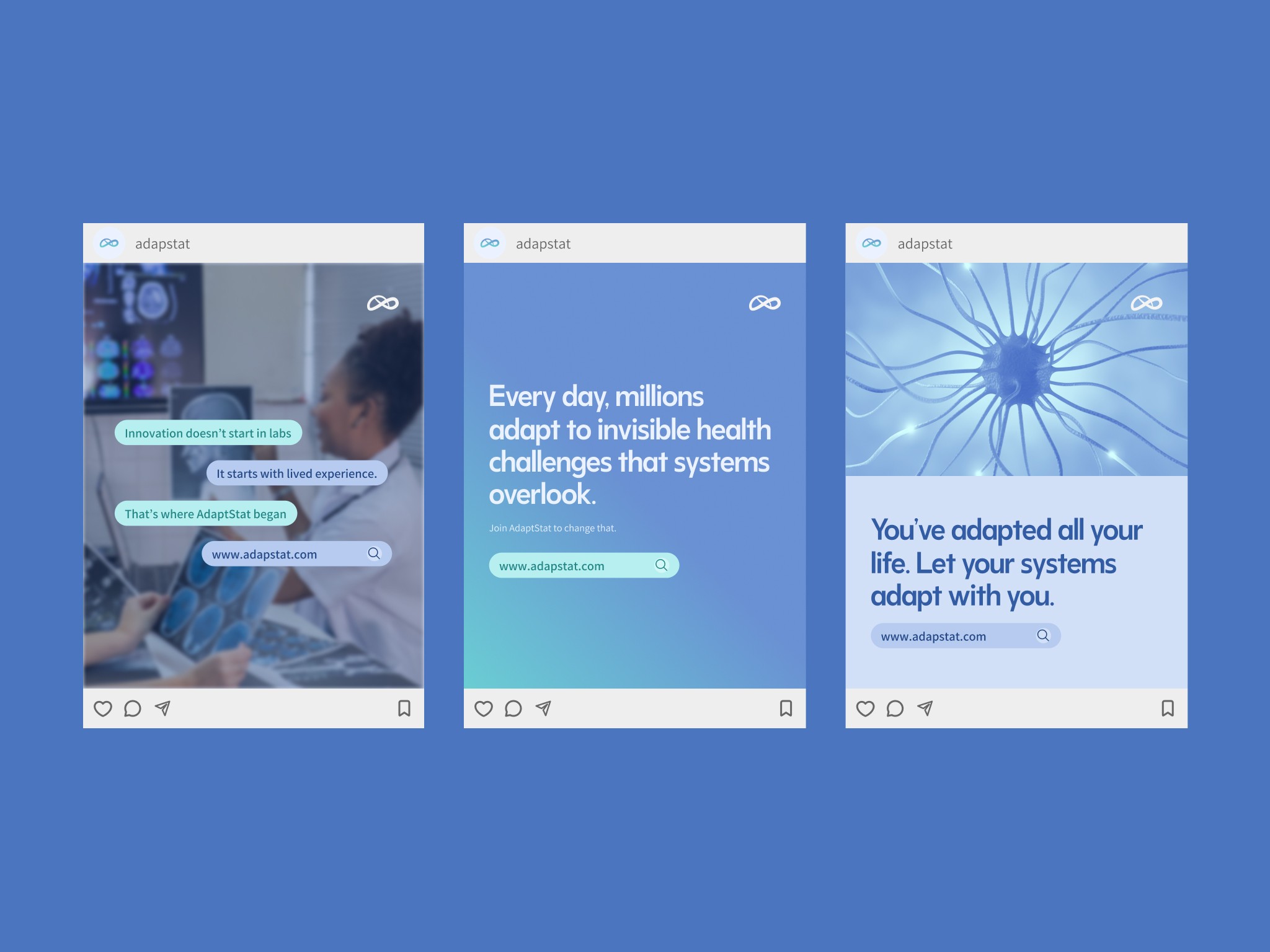 Marketing and social media design assets created for the AdapStat brand