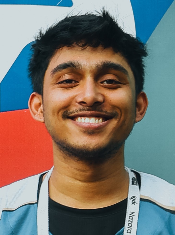 Stylized blue-toned illustration of a bearded man in profile wearing glasses and a collared shirt.