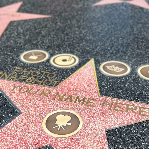 A Hollywood Walk of Fame area with a replica star for taking photos with own personalized star #Memorabilia