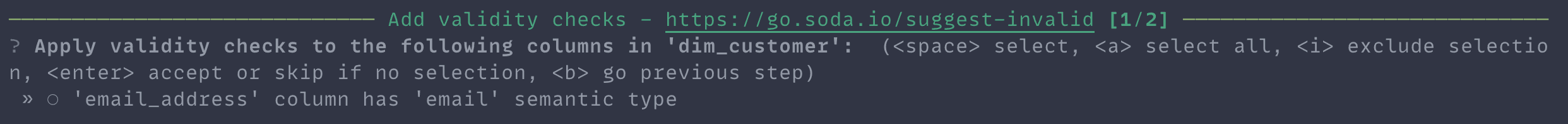 Helpful validity check suggestion