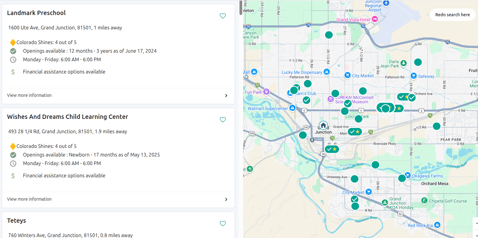 Mesa county child care finder map