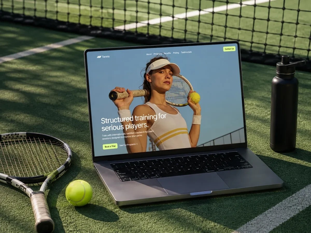 image of a tennis coach website template