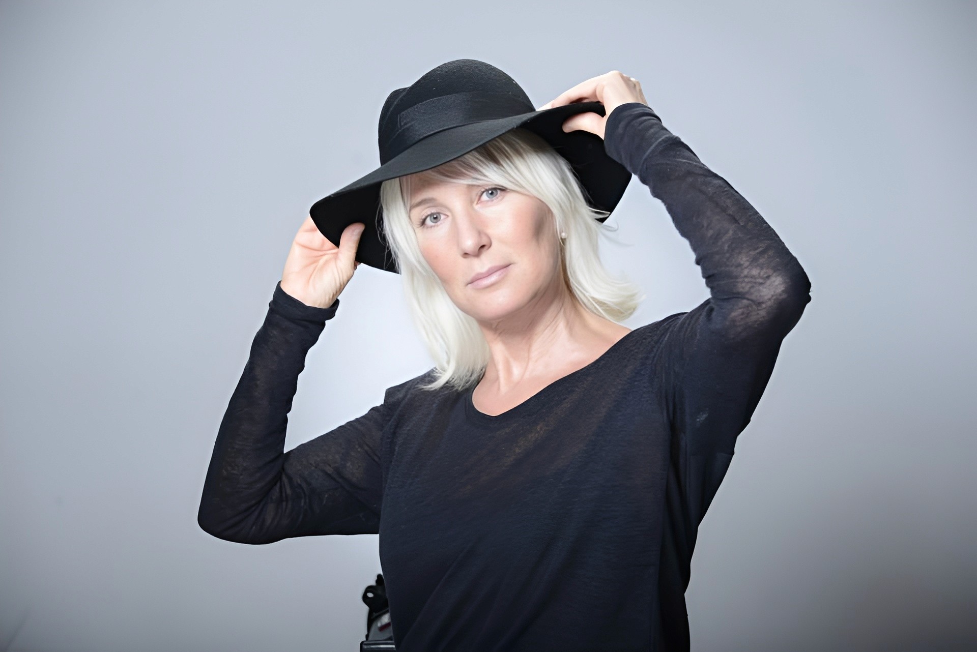 a woman wearing a hat