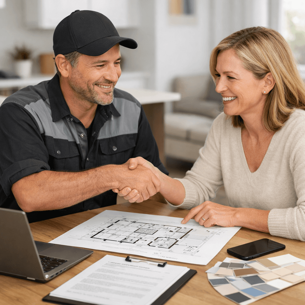 Home service contractor closing a job using automated lead follow-up and CRM