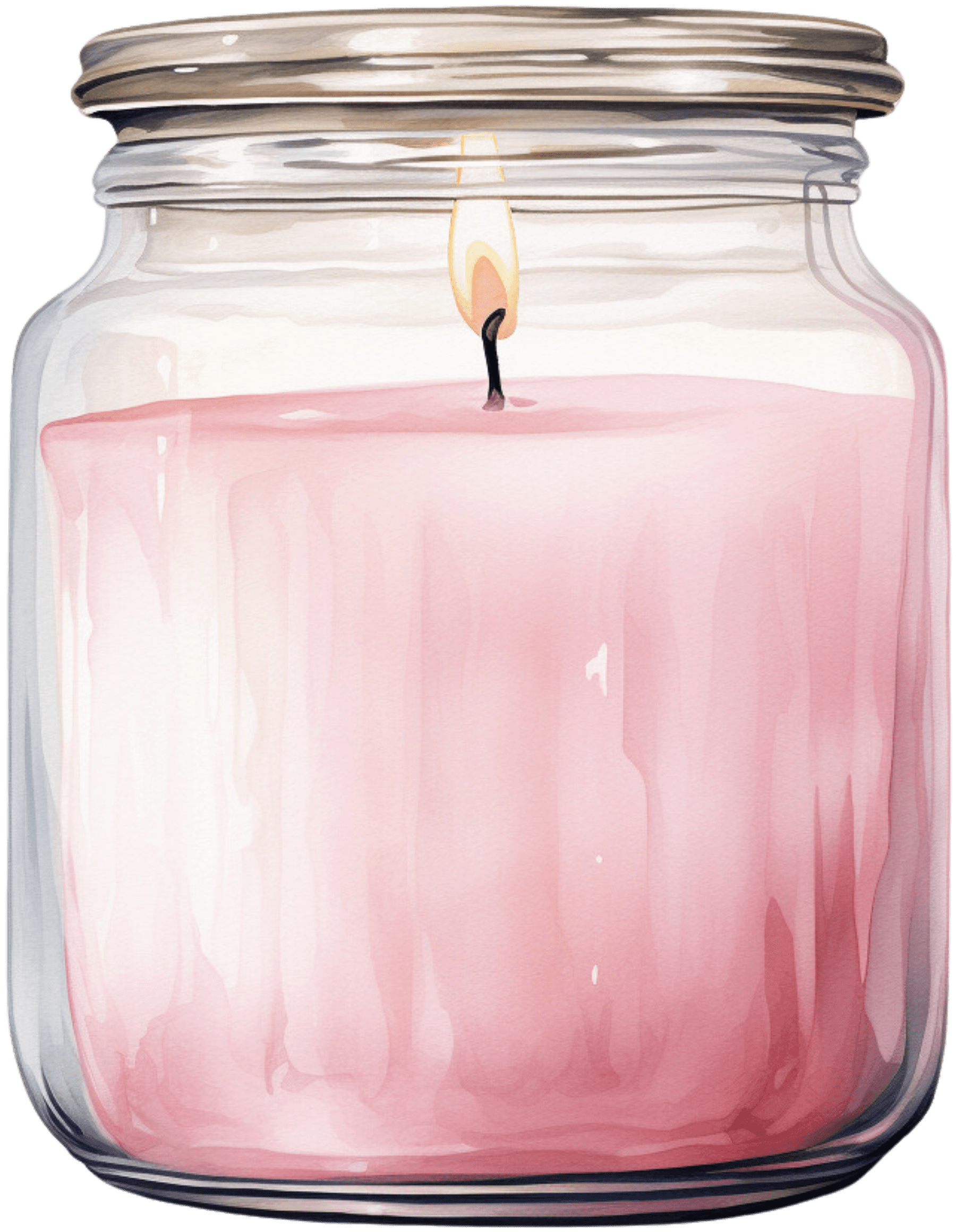 pink candle in jar