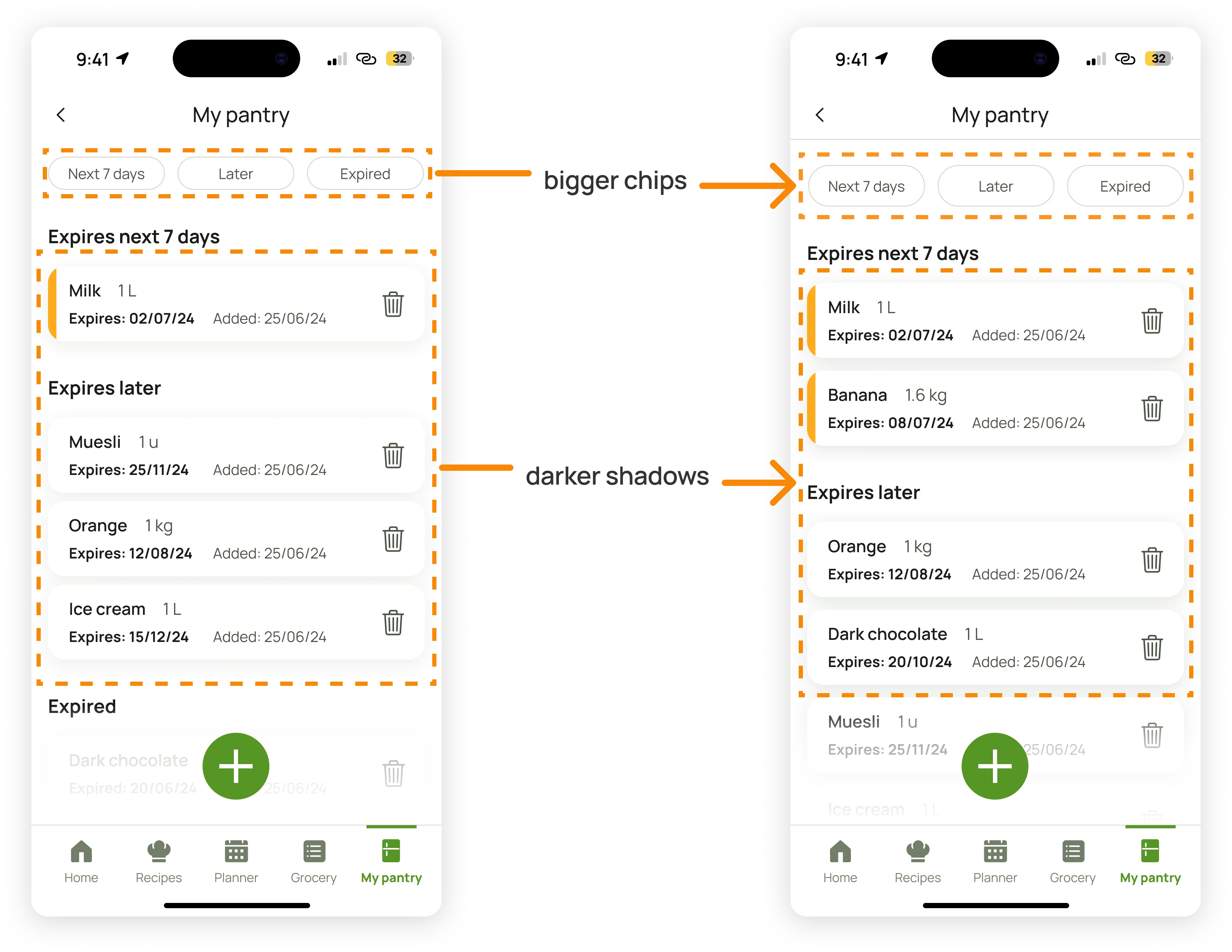 Before and after of screens