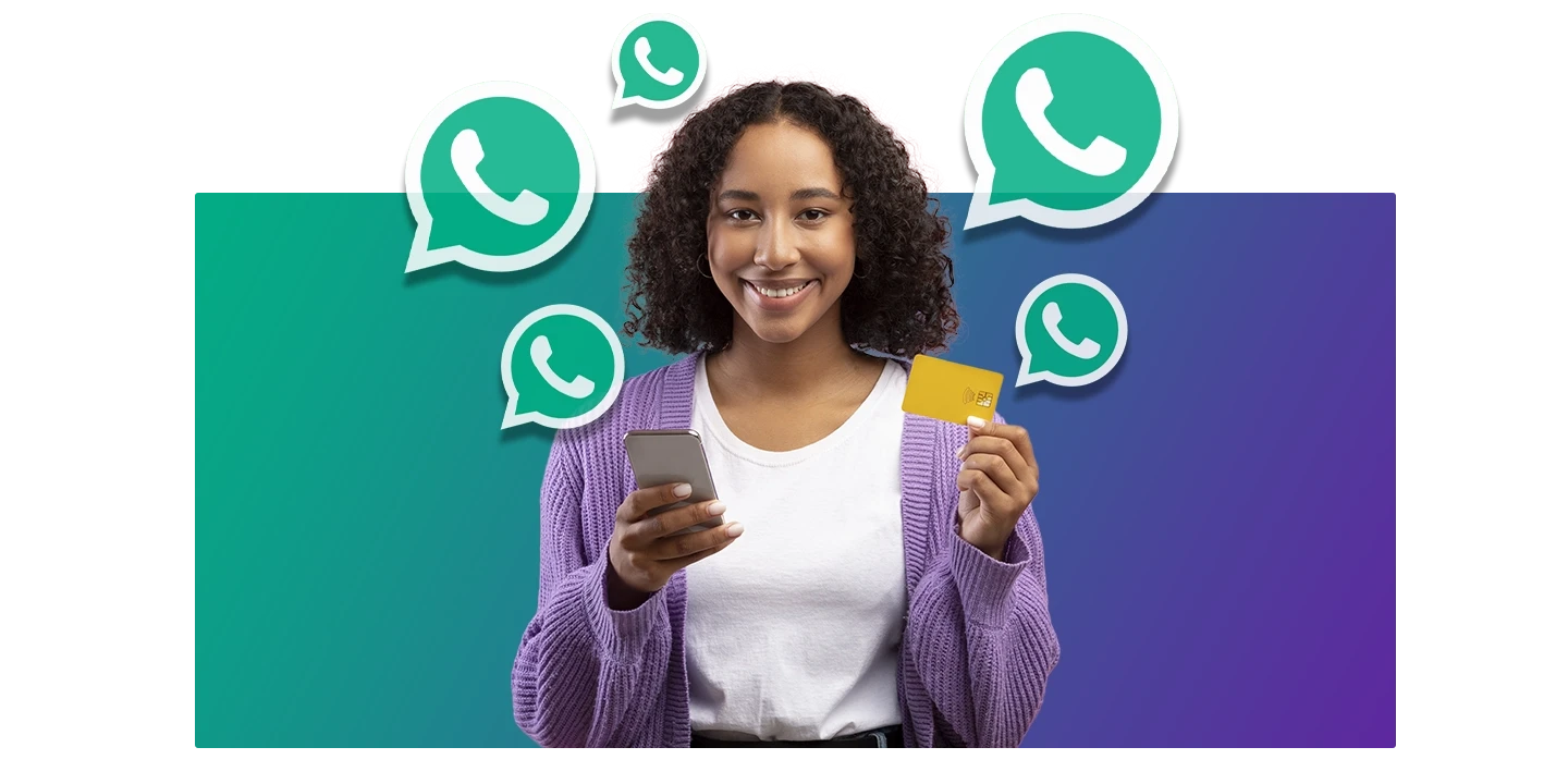 Cliente de um banco utilizando o WhatsApp para otimizar suas finanças