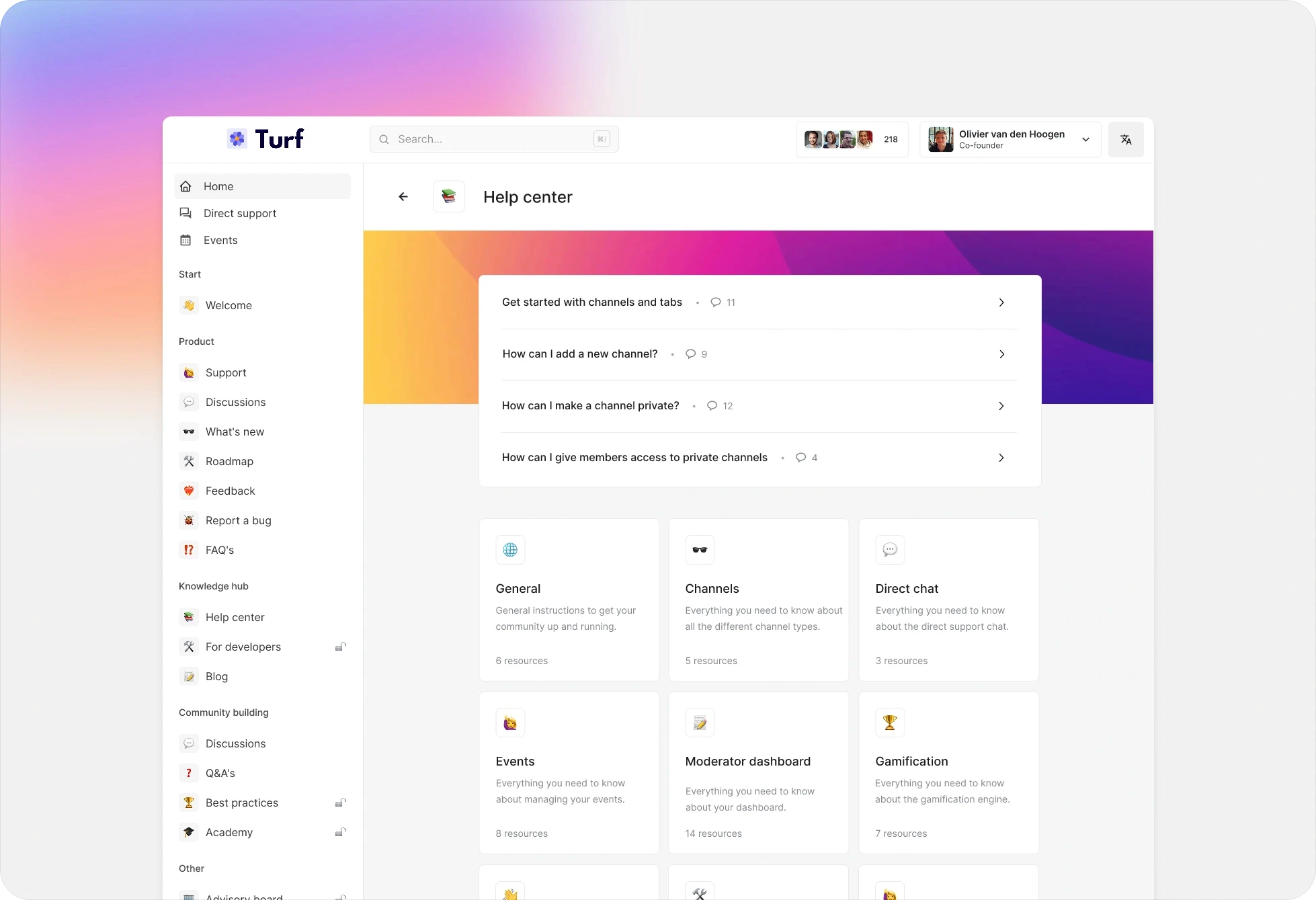 Turf knowledge base functionality