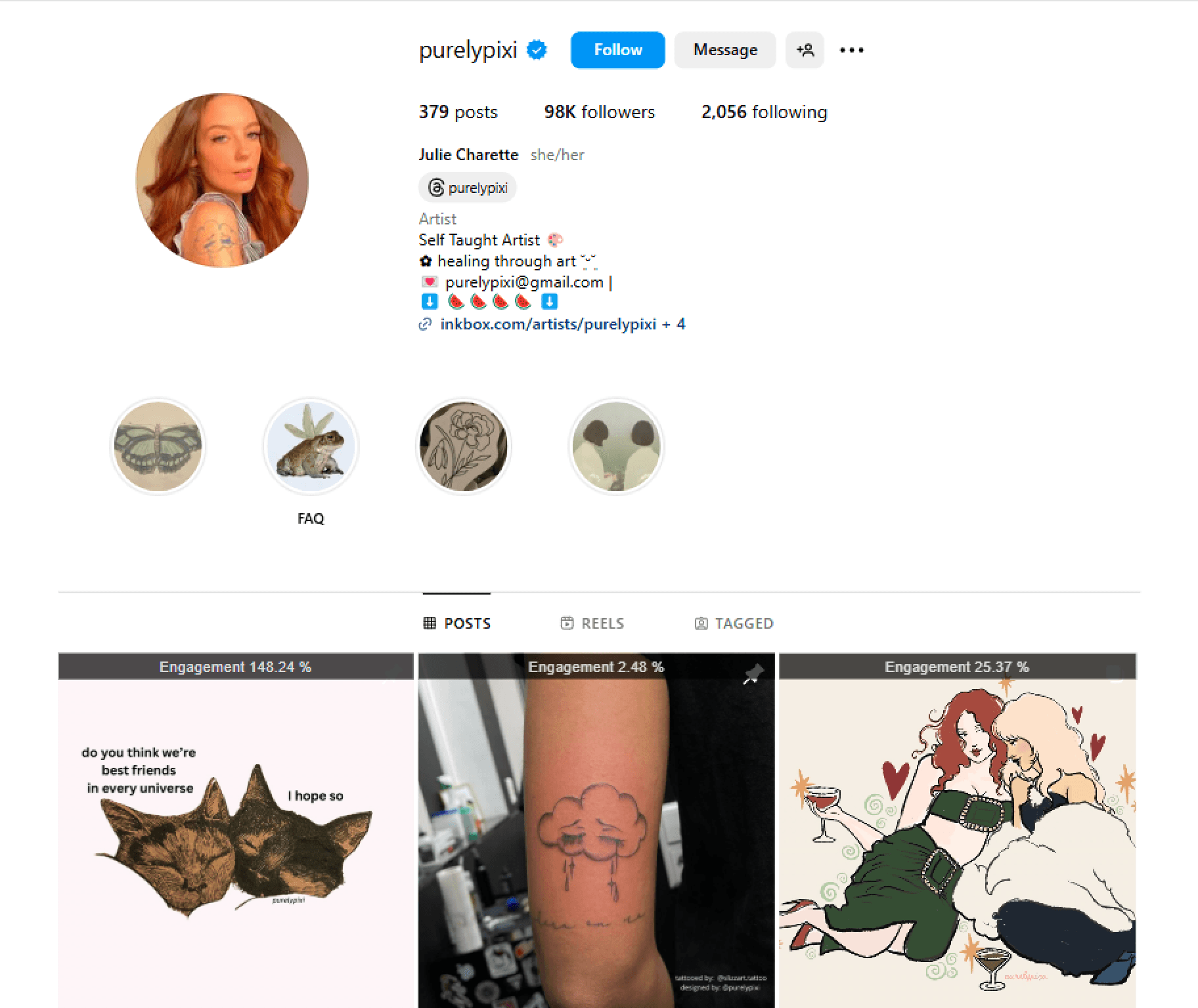 Screenshot of Julie Charette’s Instagram Profile