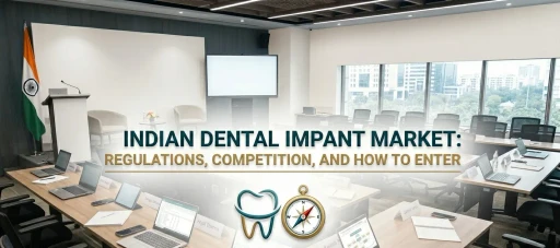 High-tech display showing India map, dental implants, and market data.