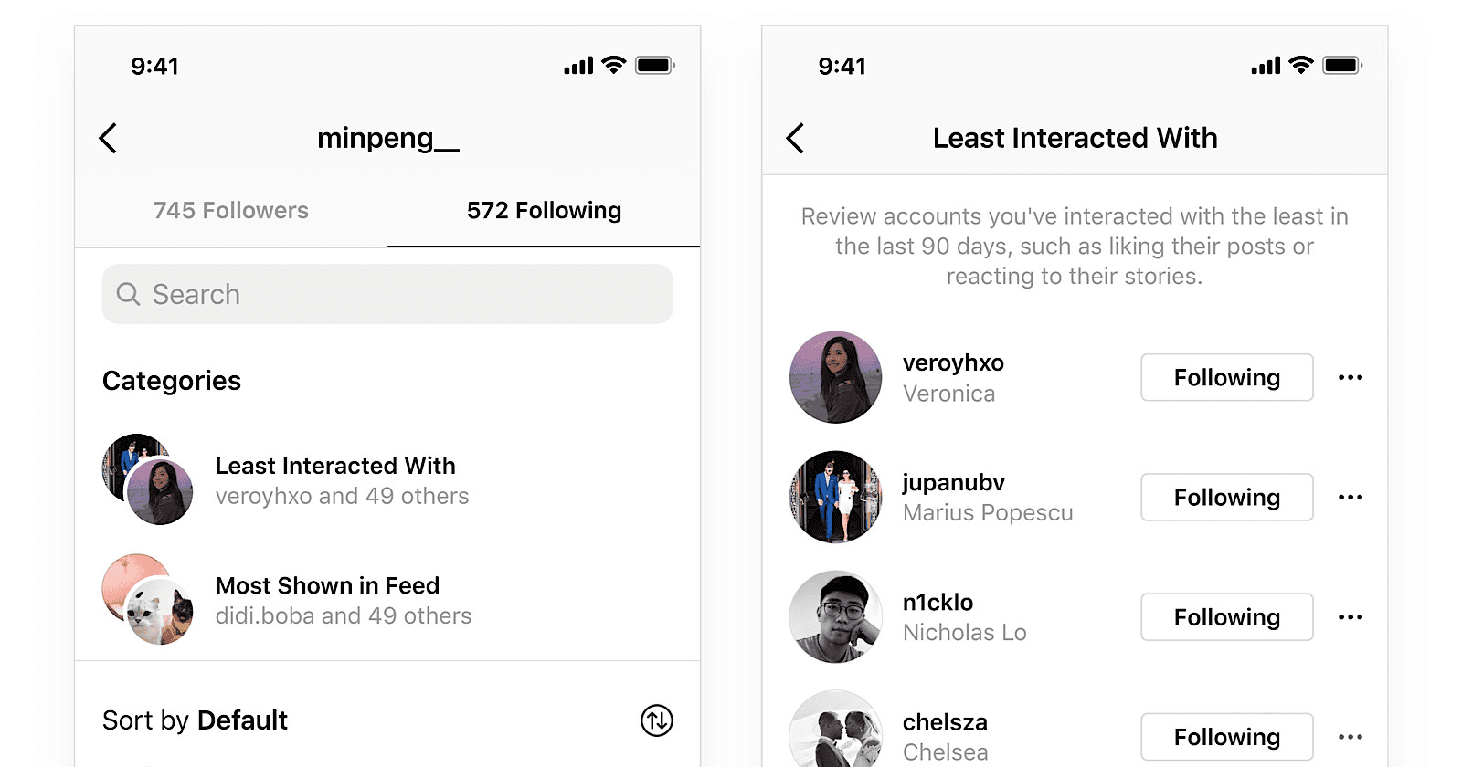 Instagram Least Interacted With