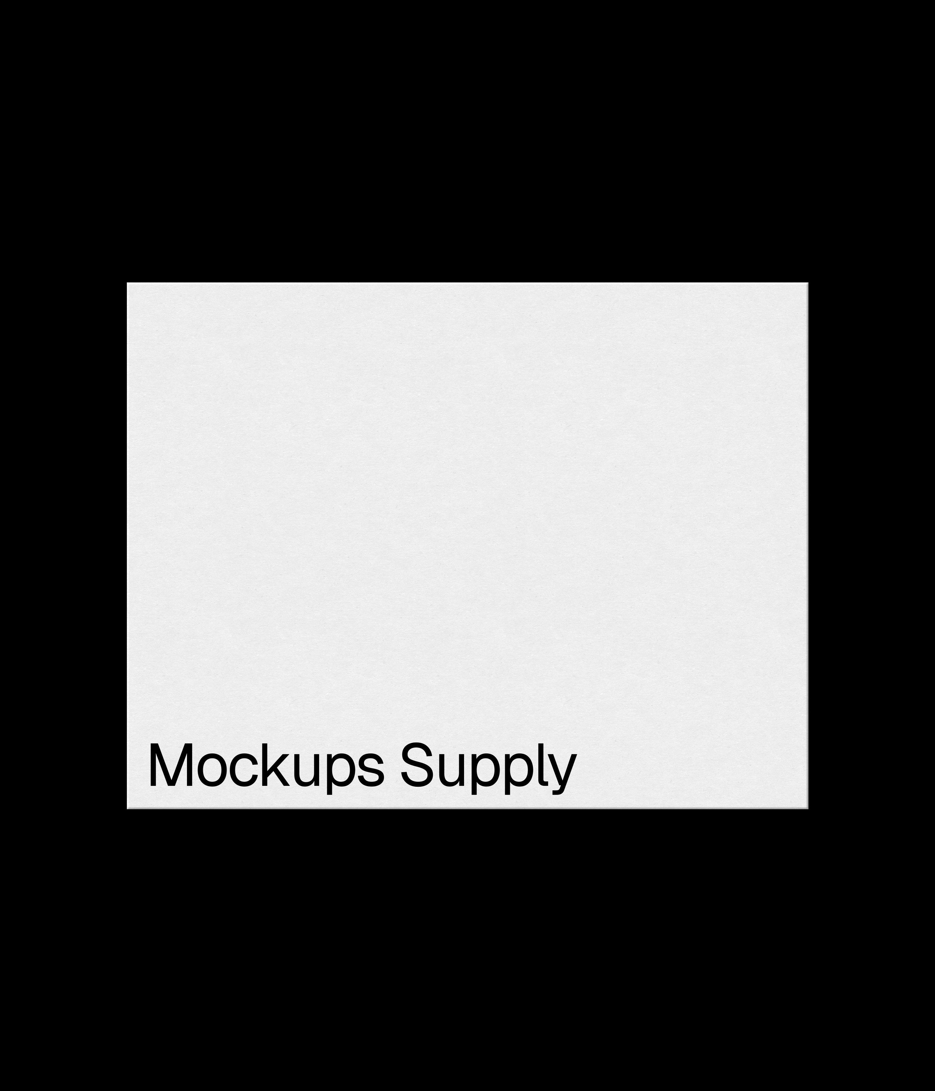 US Letter paper mockup landscape for Photoshop with debossed text effect, white paper on black background, clean minimal stationery and print branding presentation