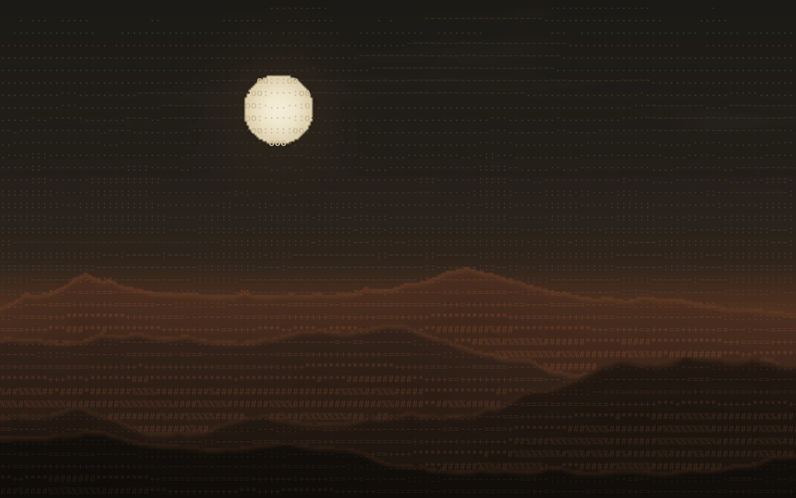 Landscape drawn in text characters
