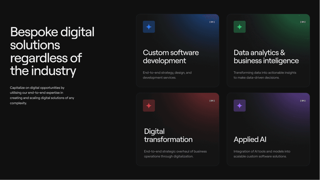 Profico company deck digital solutions page