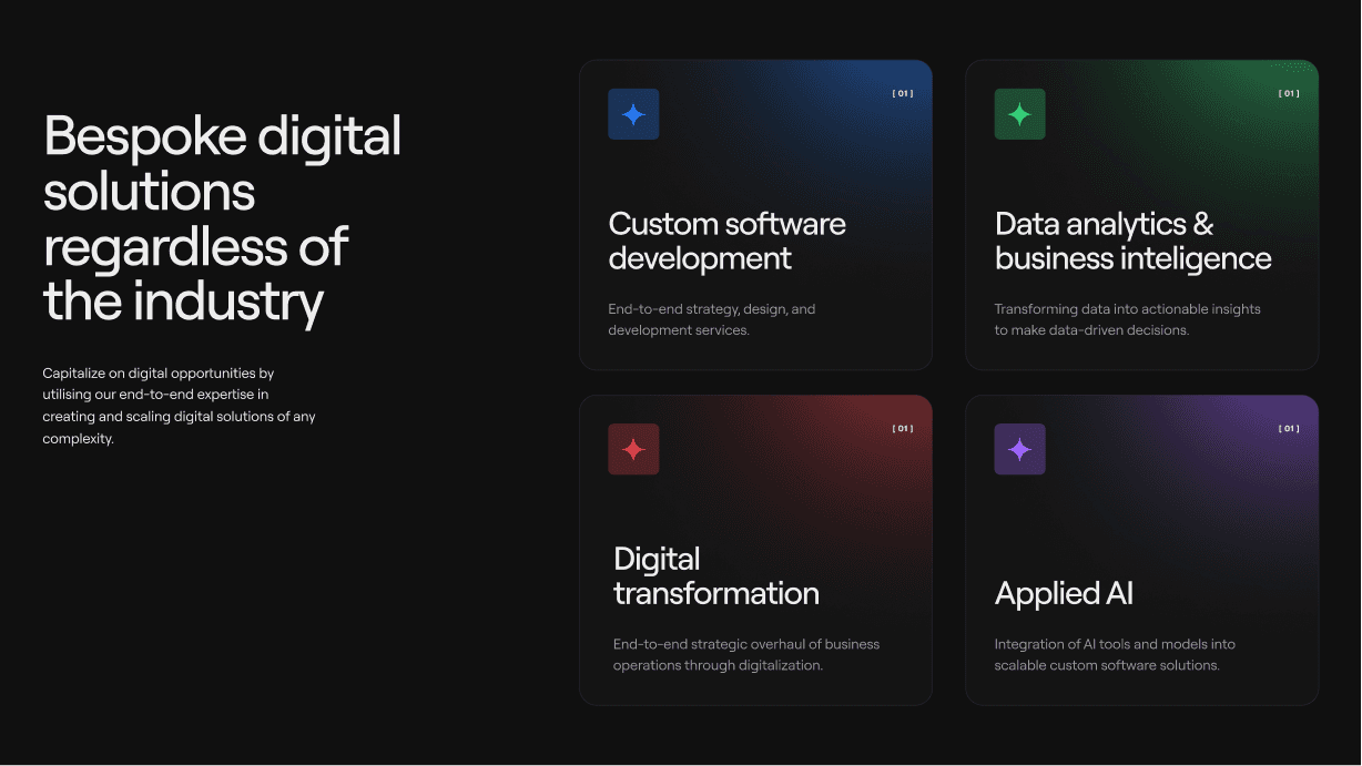 Profico company deck digital solutions page