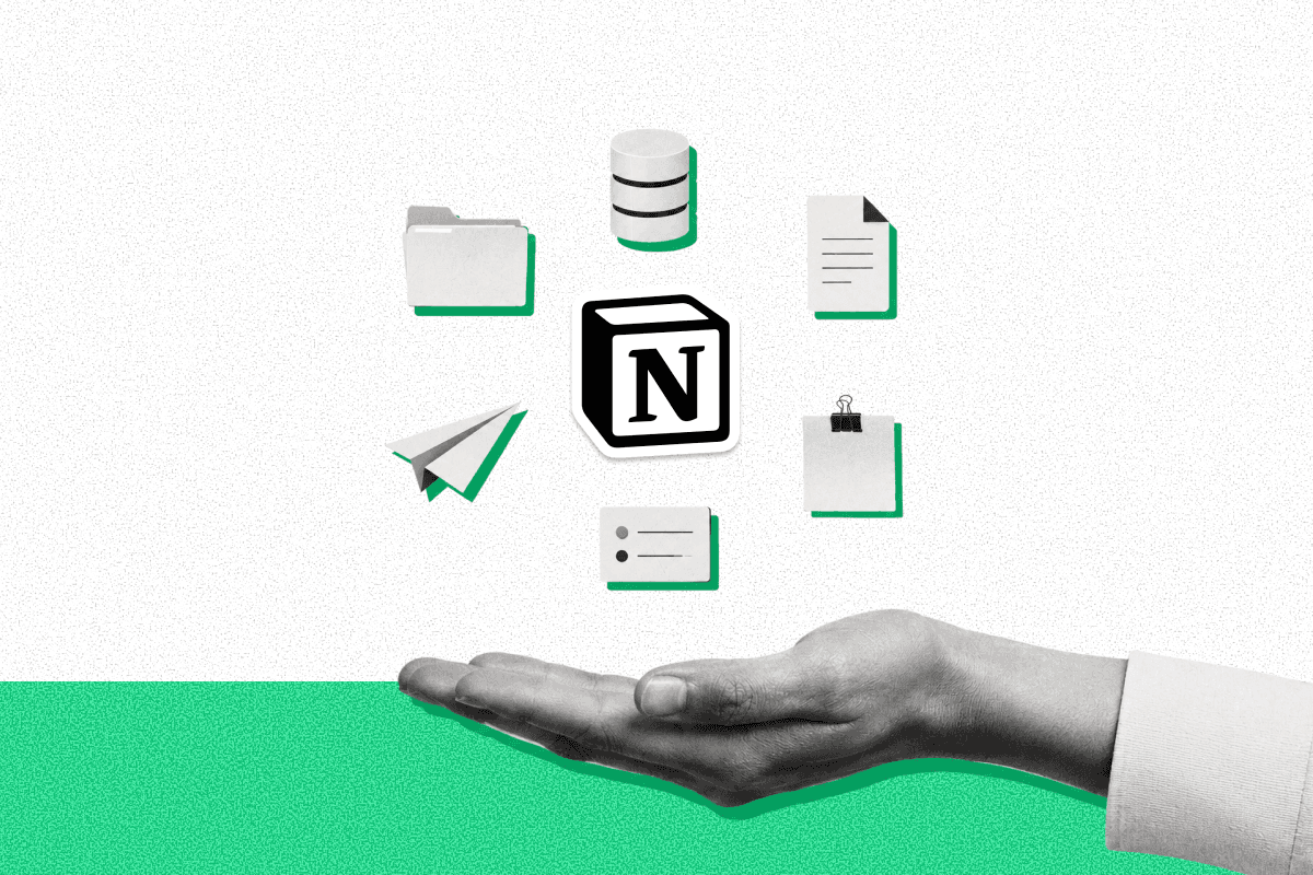 A hand reaching for Claude and Notion AI in a toolbox