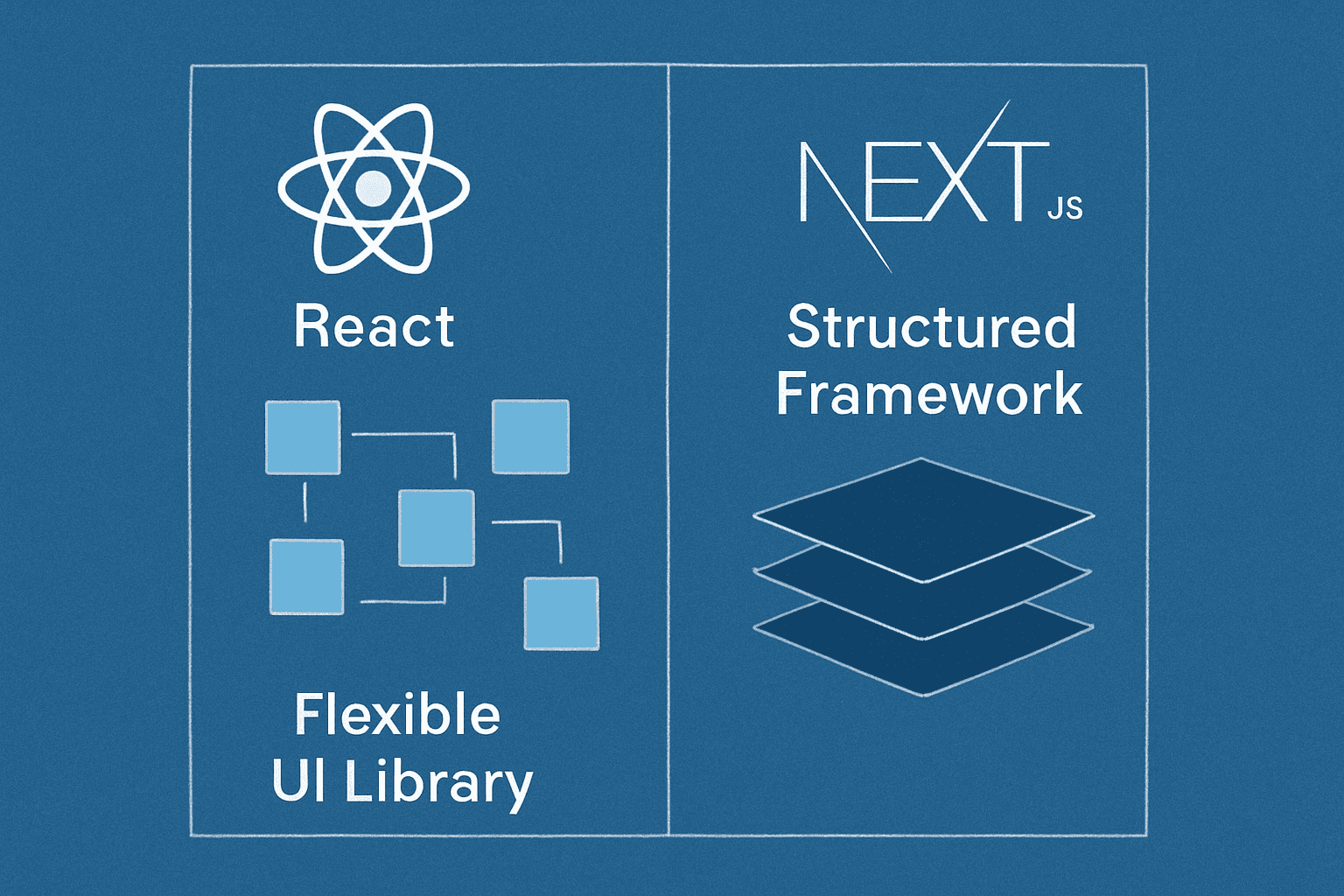 React and Next.js logo, representing a structured framework for building web applications efficiently.