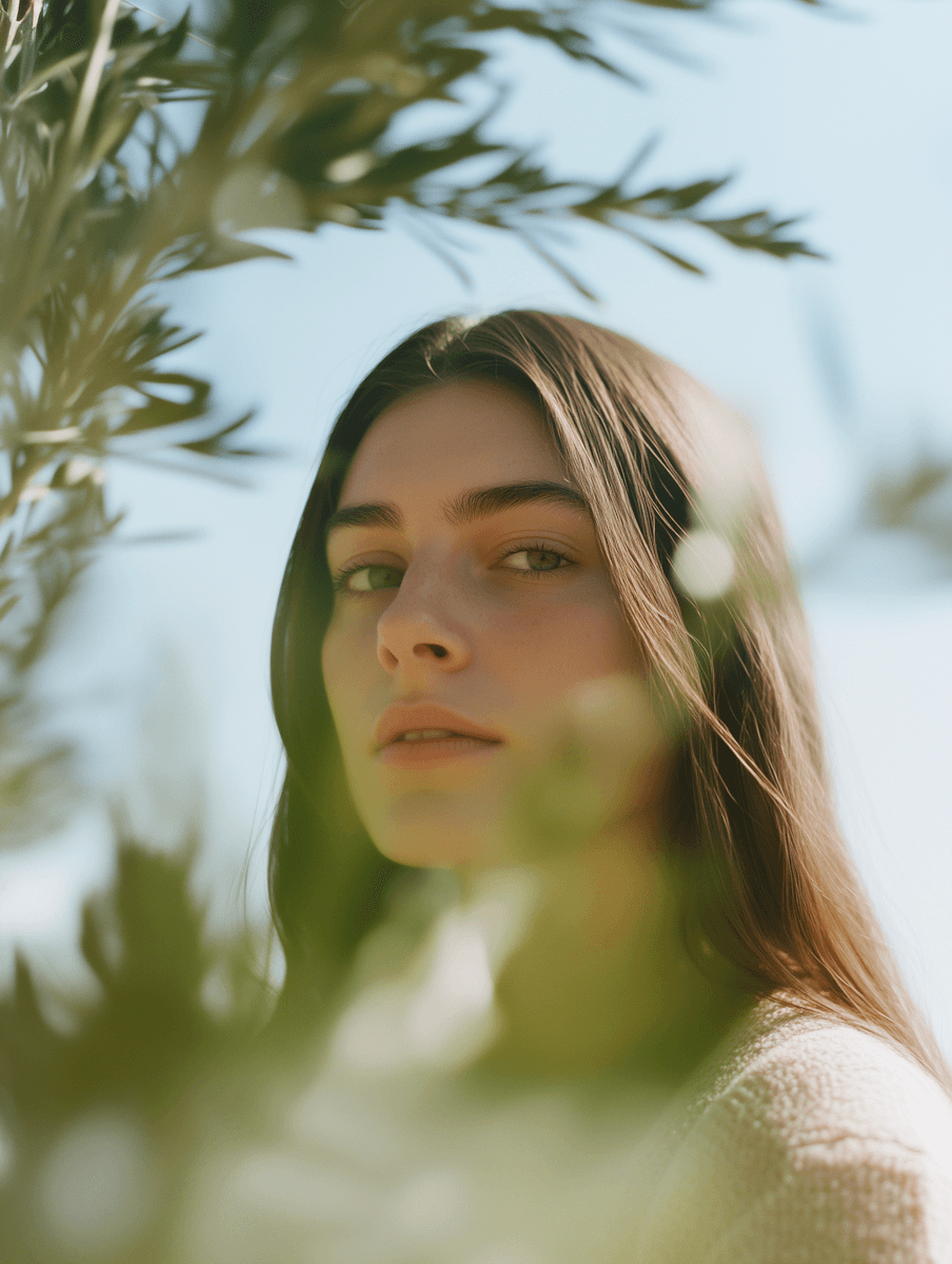 A woman serene with tree
