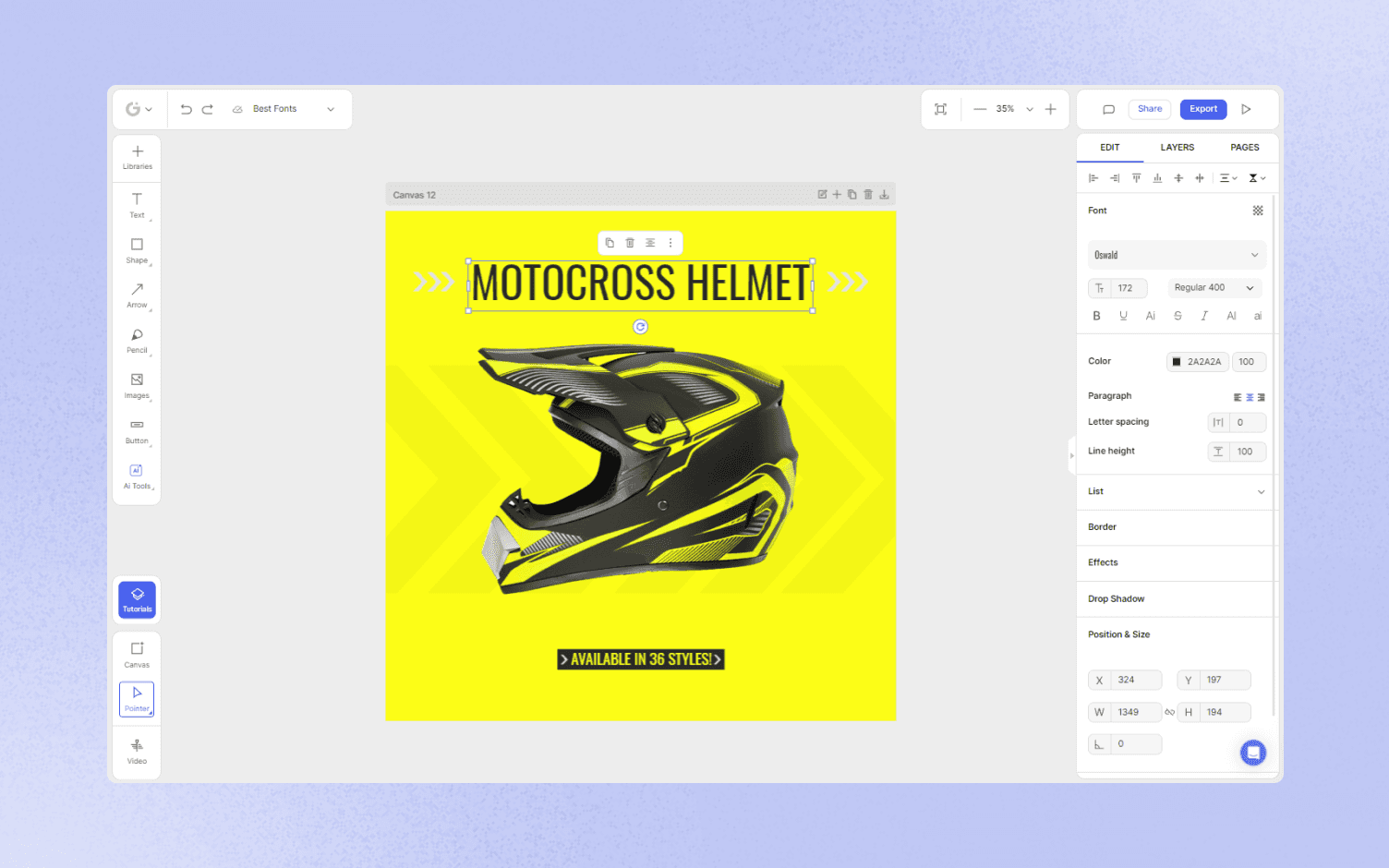 black-and-yellow-motocross-helmet-yellow-background-oswald-roboto-condensed-fonts