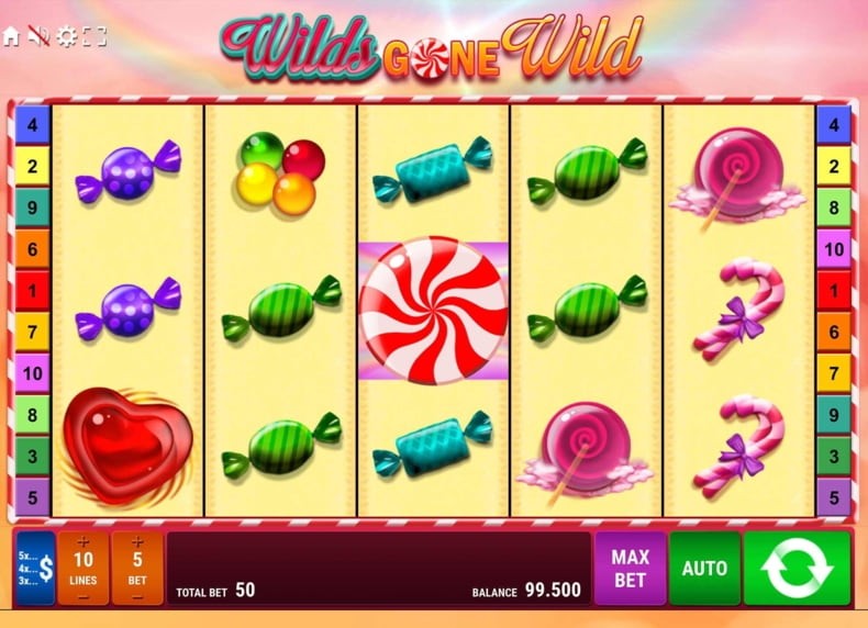Rouleaux de la machine à sous Wilds Gone Wild remplis de bonbons