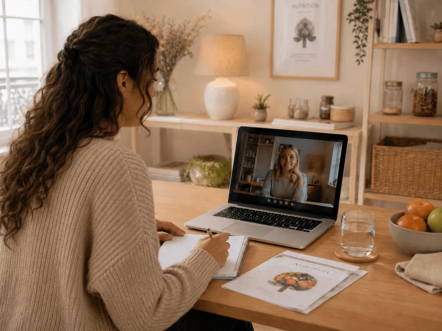 Elodie Mallet réalise une consultation diététique en visio avec une patiente à distance.