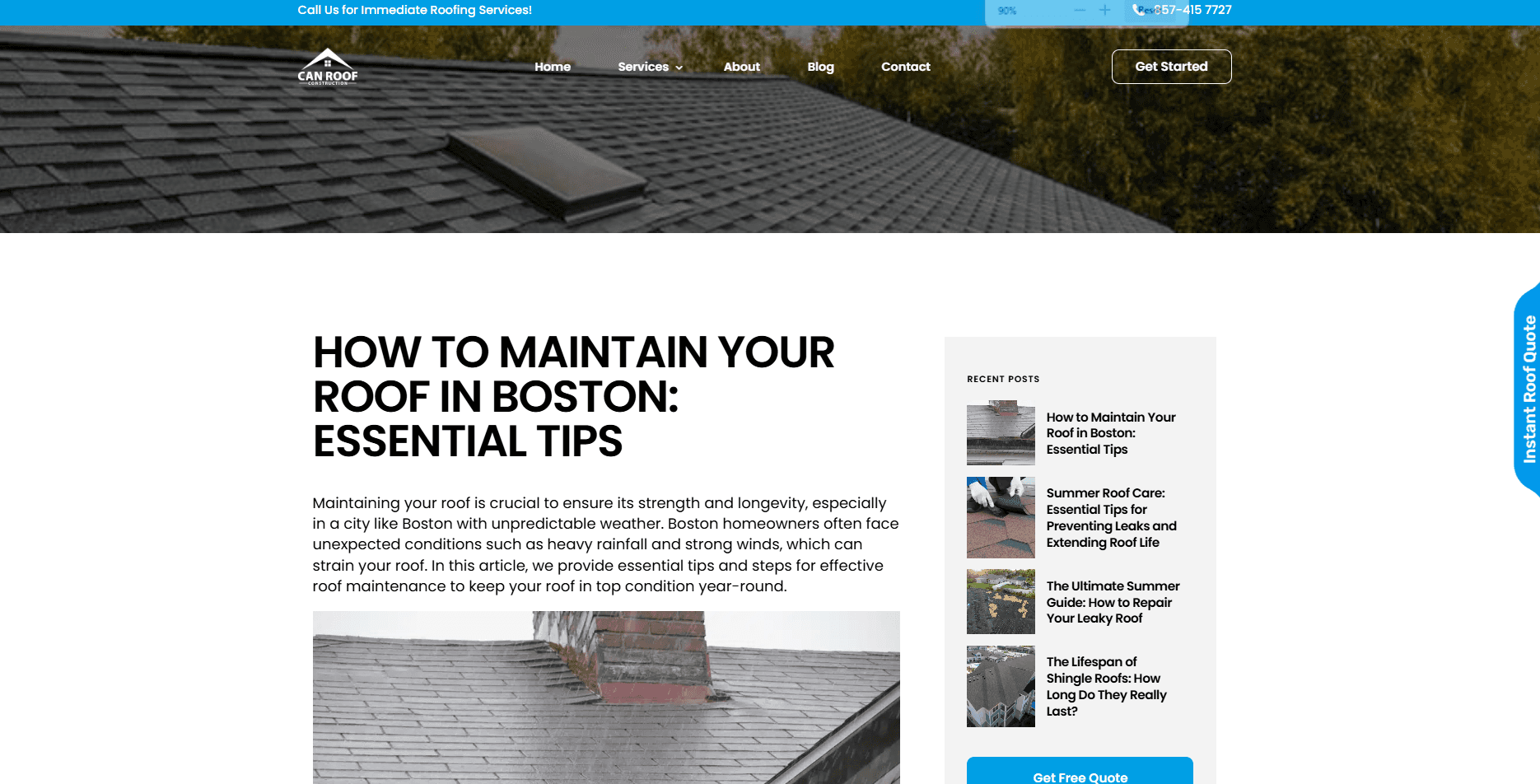 roof maintenance tips on a roofer website