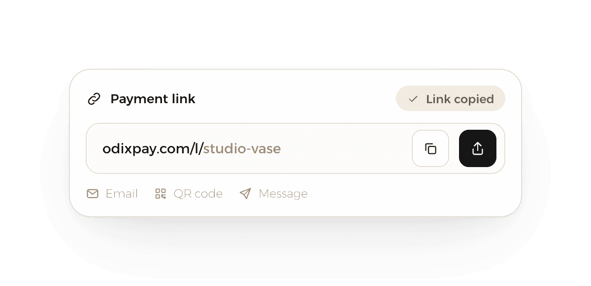 Link de pagamento pronto a copiar e partilhar