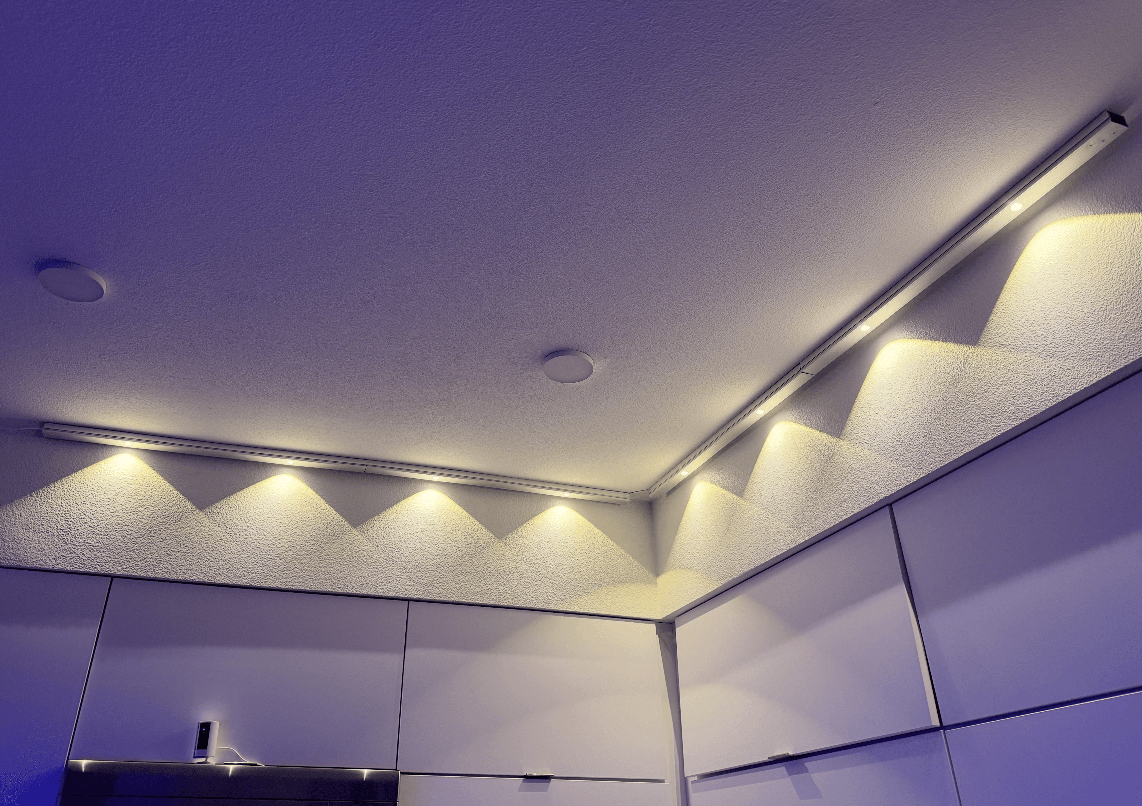 Clean kitchen with wooden flooring