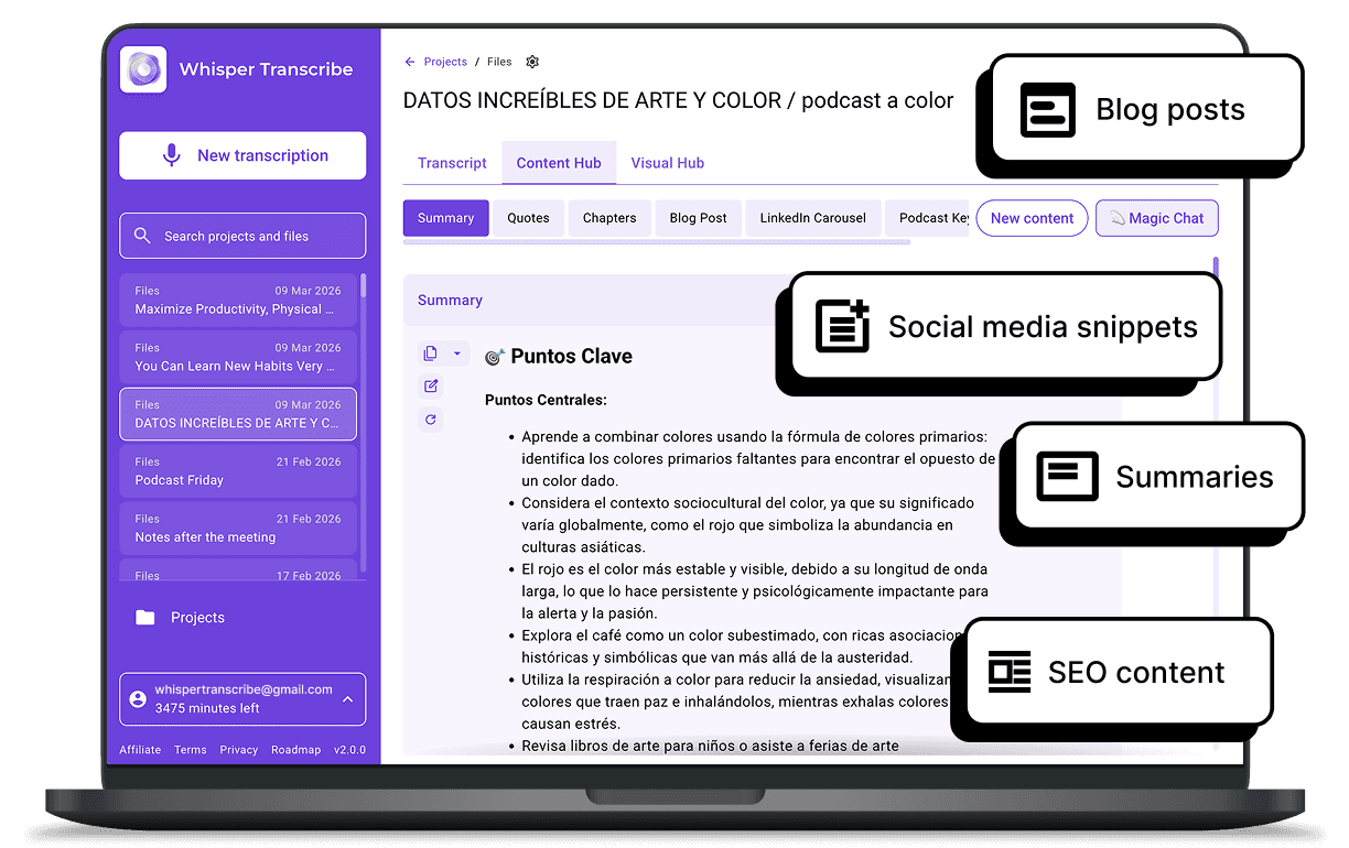 Creating content from audio or video for social media